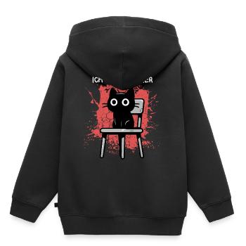 Ich hasse es hier - Süße schwarze Katze Zynisch - Kinder Premium Organic Hoodie - Schwarz - Hinten - AI Model Kid Male (0cm)