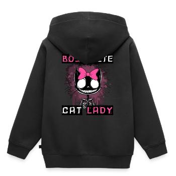 Boese alte Cat Lady Niedlich? Nein, nur gefährlich - Kinder Premium Organic Hoodie - Schwarz - Hinten - AI Model Kid Male (0cm)