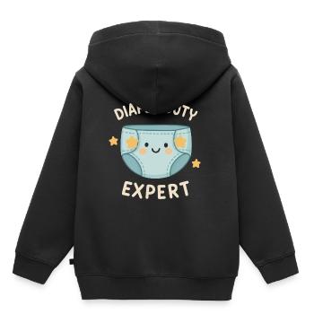 Windelwechsel-Profi - Kinder Premium Organic Hoodie - Schwarz - Hinten - AI Model Kid Male (0cm)