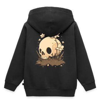Cute skull with flower meadow - Kids Premium Organic Hoodie - black - Back - AI Model Kid Male (0cm)