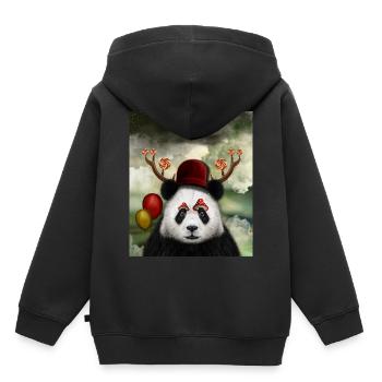 Whimsical Panda - Hand Painted Cute Animals Gift - Kids Premium Organic Hoodie - black - Back - AI Model Kid Male (0cm)