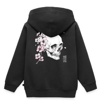 Kirschblüten Schädel im Japan-Stil - Kinder Premium Organic Hoodie - Schwarz - Hinten - AI Model Kid Male (0cm)