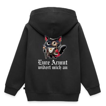 Eure Armut widert mich an – Dekadente Gothic Katze - Kinder Premium Organic Hoodie - Schwarz - Hinten - AI Model Kid Male (0cm)