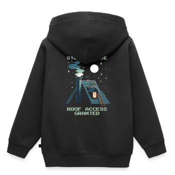Ramoneur Stealth Accès au toit Retro Pixel - Sweat Premium à capuche enfant bio - noir - Dos - AI Model Kid Male (0cm)