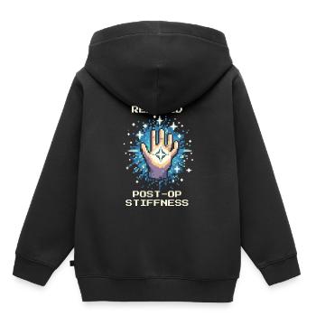 Ergothérapie Guérison Mobilité Rétro Pixel Art - Sweat Premium à capuche enfant bio - noir - Dos - AI Model Kid Male (0cm)