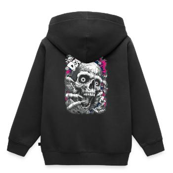DEATH Totenschädel Comic – Horror Grafik Design - Kinder Premium Organic Hoodie - Schwarz - Hinten - AI Model Kid Male (0cm)
