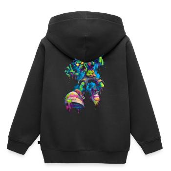 Neon Zombie Streetstyle Bande dessinée Skater Graffiti Look - Sweat Premium à capuche enfant bio - noir - Dos - AI Model Kid Male (0cm)