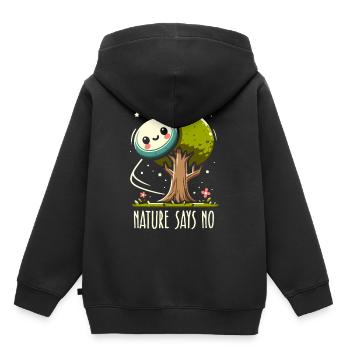 Nature Says No | Disc Golf Baum Frustration Wurf - Kinder Premium Organic Hoodie - Schwarz - Hinten - AI Model Kid Male (0cm)