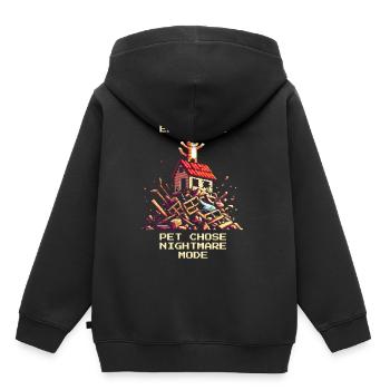 Niveau de l’abri : Cauchemar | Médiation - Sweat Premium à capuche enfant bio - noir - Dos - AI Model Kid Male (0cm)