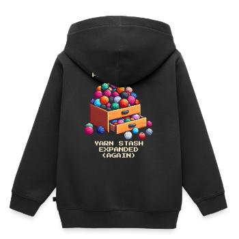 Wollvorrat erweitert | Häkeln Handarbeit Garn DIY - Kinder Premium Organic Hoodie - Schwarz - Hinten - AI Model Kid Male (0cm)