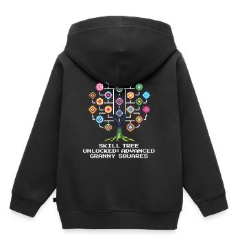 Skill Tree: Granny Squares | Häkeln - Kinder Premium Organic Hoodie - Schwarz - Hinten - AI Model Kid Male (0cm)