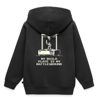 Print Bed = | 3D Printing Calibration - Kids Premium Organic Hoodie - black - Back - AI Model Kid Male (0cm)