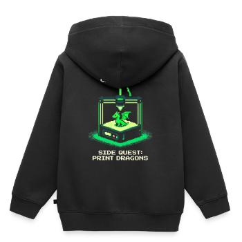 Kalibrieren & Drachen Drucken | 3D-Druck - Kinder Premium Organic Hoodie - Schwarz - Hinten - AI Model Kid Male (0cm)