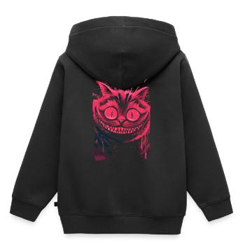 Grinsekatze Neon – düstere verrückte Katzenkunst - Kinder Premium Organic Hoodie - Schwarz - Hinten - AI Model Kid Male (0cm)