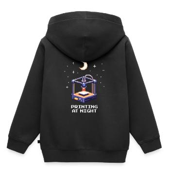 Stealth Mode: Night Printing | 3D Printing Print Bed - Kids Premium Organic Hoodie - black - Back - AI Model Kid Male (0cm)