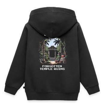Temple oublié | Archéologie Ruines Fouilles - Sweat Premium à capuche enfant bio - noir - Dos - AI Model Kid Male (0cm)