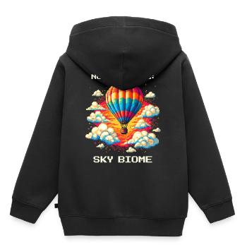 Biome du ciel atteint | Vol en montgolfière Thermiques Ciel - Sweat Premium à capuche enfant bio - noir - Dos - AI Model Kid Male (0cm)