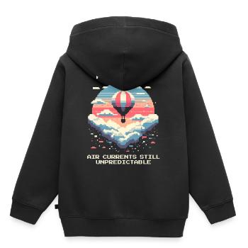 Flux d’air chaotique | Thermiques de vol en montgolfière - Sweat Premium à capuche enfant bio - noir - Dos - AI Model Kid Male (0cm)