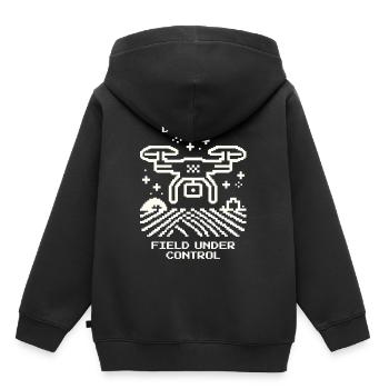 Drohne aktiv, Feldüberwachung & Präzisionsackerbau - Kinder Premium Organic Hoodie - Schwarz - Hinten - AI Model Kid Male (0cm)
