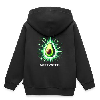 Mode avocat activé | Le pouvoir des fruits dans le style pixel - Sweat Premium à capuche enfant bio - noir - Dos - AI Model Kid Male (0cm)