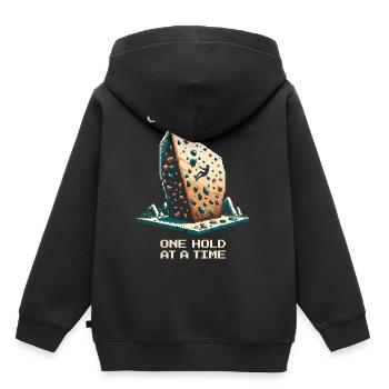 XP Grind : poignée par poignée | Bloc Pixel Art - Sweat Premium à capuche enfant bio - noir - Dos - AI Model Kid Male (0cm)