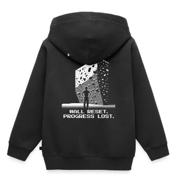 Réinitialisation du mur | Bloc Pixel Art Set - Sweat Premium à capuche enfant bio - noir - Dos - AI Model Kid Male (0cm)