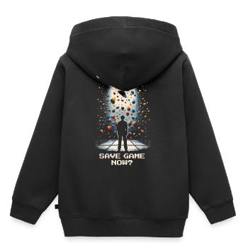 Crux en perspective | Bouldering Pixel Art Kneebar - Sweat Premium à capuche enfant bio - noir - Dos - AI Model Kid Male (0cm)