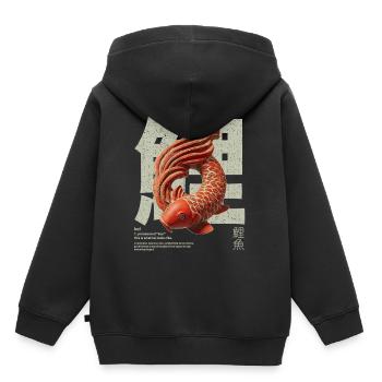 Japanischer Koi Fisch – Glück & Transformation - Kinder Premium Organic Hoodie - Schwarz - Hinten - AI Model Kid Male (0cm)