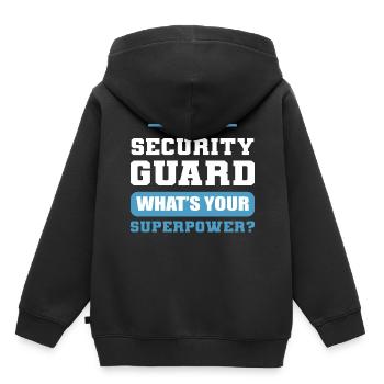 I'm A Security Guard What's Your Superpower? - Kinder Premium Organic Hoodie - Schwarz - Hinten - AI Model Kid Male (0cm)