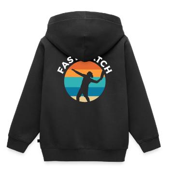 Fast Catch Bumerangwerfer - Kinder Premium Organic Hoodie - Schwarz - Hinten - AI Model Kid Male (0cm)