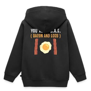 Speck und Eierliebhaber Saucier - Kinder Premium Organic Hoodie - Schwarz - Hinten - AI Model Kid Male (0cm)