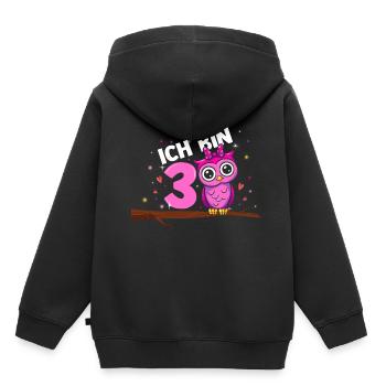 Ich bin 3 - 3 Jahre alt 3. Geburtstag Motiv 3 jähr - Kinder Premium Organic Hoodie - Schwarz - Hinten - AI Model Kid Male (0cm)