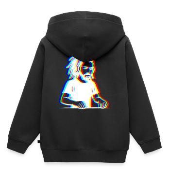 EDM - DJ - Glitch Rave Stil - Kinder Premium Organic Hoodie - Schwarz - Hinten - AI Model Kid Male (0cm)
