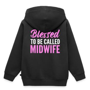 Gesegnete Hebamme Geburtshelfer - Kinder Premium Organic Hoodie - Schwarz - Hinten - AI Model Kid Male (0cm)