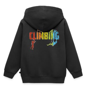 Klettern Bouldern Retro Berg Geschenk TShirt I - Kinder Premium Organic Hoodie - Schwarz - Hinten - AI Model Kid Male (0cm)