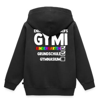 Endlich gehts auf Gymi - Schulkind Geschenk Gymnas - Kinder Premium Organic Hoodie - Schwarz - Hinten - AI Model Kid Male (0cm)