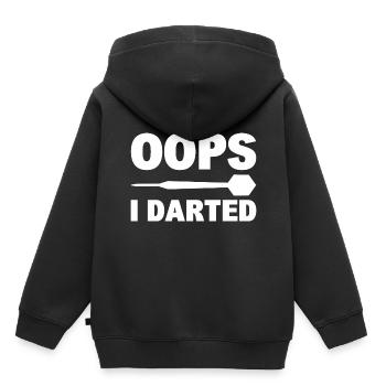 Oops I Darted Dart-Enthusiast - Kinder Premium Organic Hoodie - Schwarz - Hinten - AI Model Kid Male (0cm)