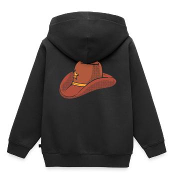 Cowboy Hat Jockey - Sweat Premium à capuche enfant bio - noir - Dos - AI Model Kid Male (0cm)
