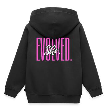She Evolved Feminist - Kinder Premium Organic Hoodie - Schwarz - Hinten - AI Model Kid Male (0cm)
