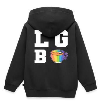Lgb-Tea Schwul oder lesbisch - Kinder Premium Organic Hoodie - Schwarz - Hinten - AI Model Kid Male (0cm)