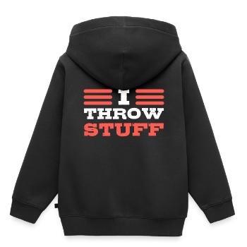 I Throw Stuff Speerwerfer - Kinder Premium Organic Hoodie - Schwarz - Hinten - AI Model Kid Male (0cm)