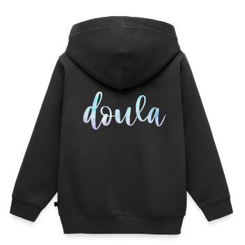 Doula Labor Coach Companion, Grossesse, - Sweat Premium à capuche enfant bio - noir - Dos - AI Model Kid Male (0cm)