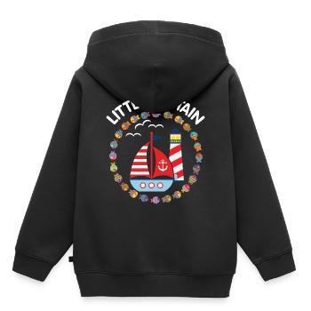Kleiner Kapitän mit Segelboot und Leuchtturm - Kinder Premium Organic Hoodie - Schwarz - Hinten - AI Model Kid Male (0cm)
