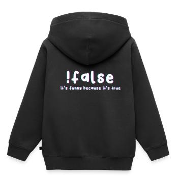 False It's funny because it's a real - Kids Premium Organic Hoodie - black - Back - AI Model Kid Male (0cm)
