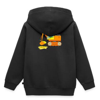 Excavatrice sur le chantier de construction - chantier de construction de véhicules - Sweat Premium à capuche enfant bio - noir - Dos - AI Model Kid Male (0cm)