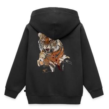 tigre - Sweat Premium à capuche enfant bio - noir - Dos - AI Model Kid Male (0cm)