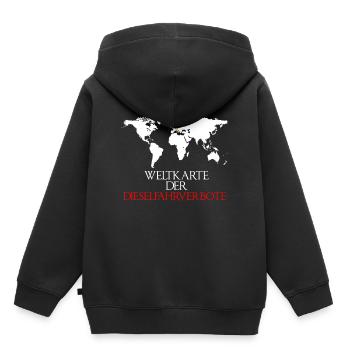 Weltkarte Diesel Fahrverbote Abgas Feinstaub - Kinder Premium Organic Hoodie - Schwarz - Hinten - AI Model Kid Male (0cm)