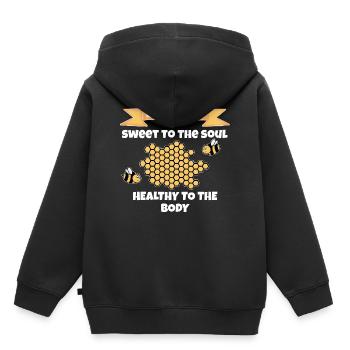 cadeau sucré miel pour nectar nid d'abeille abeille apiculteur - Sweat Premium à capuche enfant bio - noir - Dos - AI Model Kid Male (0cm)