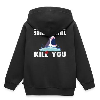 Sharks Will Kill You Funny - Scuba Diving shirt - Kids Premium Organic Hoodie - black - Back - AI Model Kid Male (0cm)