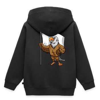 L’aigle fier avec la paix drapeau blanc à tête de mer - Sweat Premium à capuche enfant bio - noir - Dos - AI Model Kid Male (0cm)